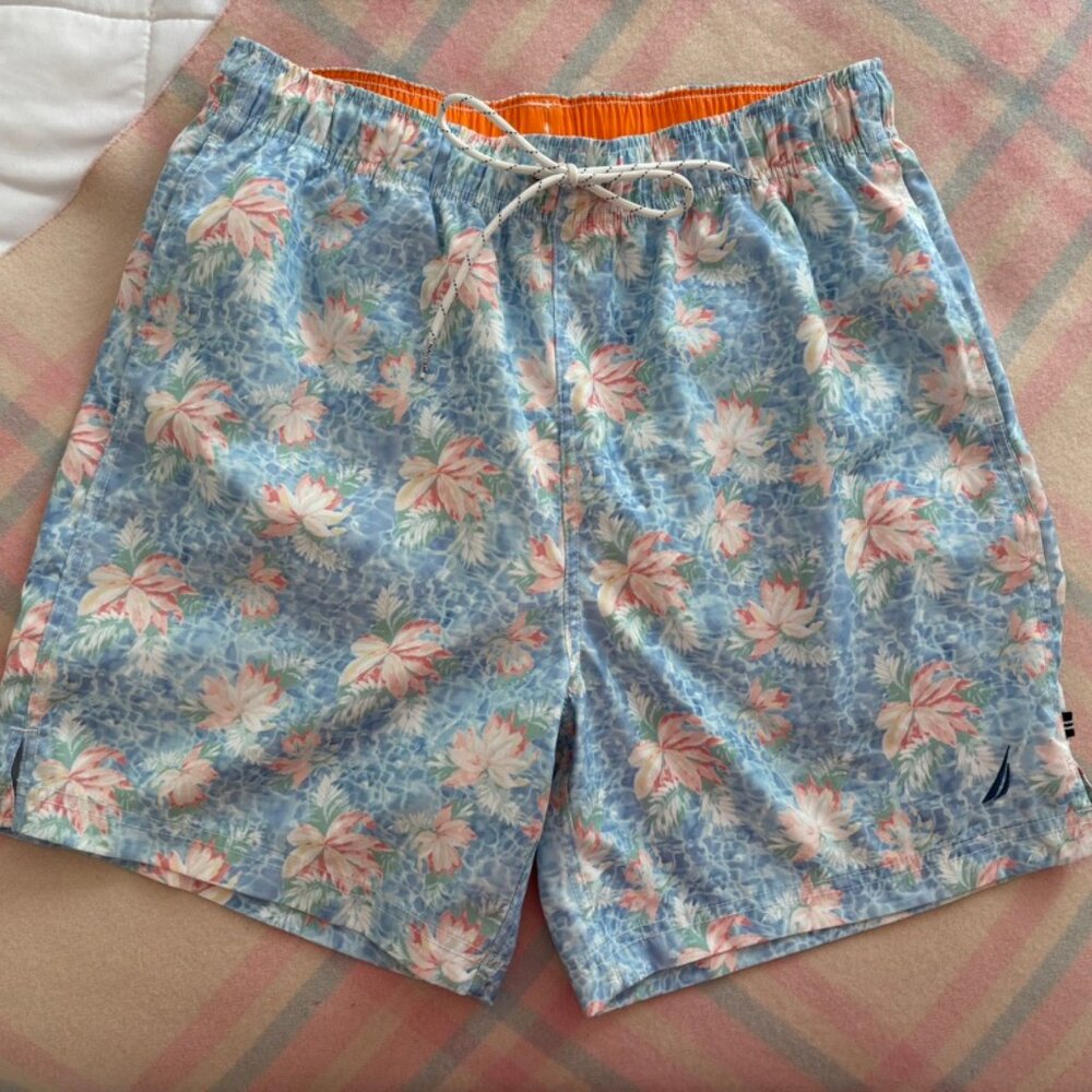 Nautica Floral Print 6" Leg Bathing Suit
